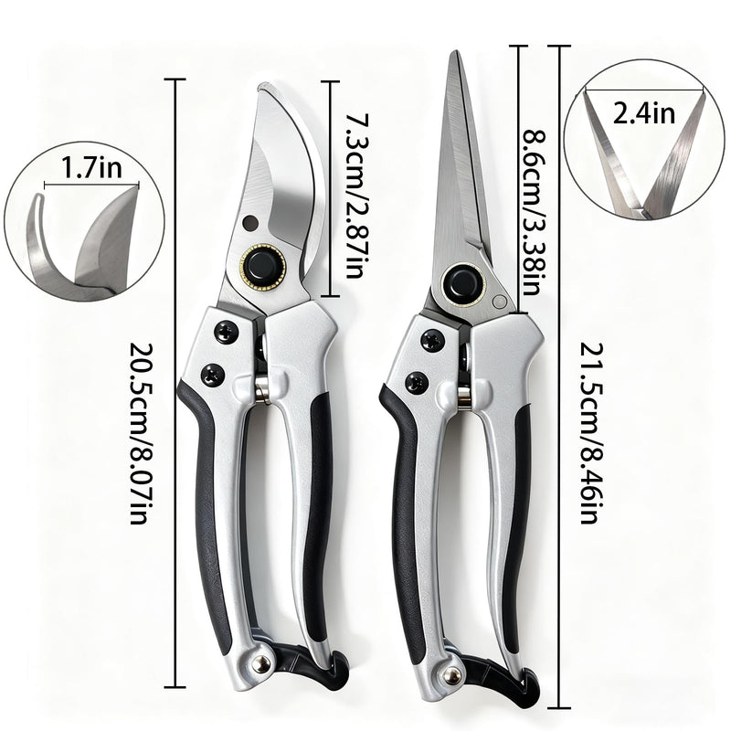 2 Pack Garden Shears, Bonsai Trimming Scissors, Heavy Duty Garden Scissors & Clippers for Wood & Tree Trimming, for Cutting Flowers, Trimming Plants, Picking Fruits (Japanese Style Blades) Japanese Style Blades