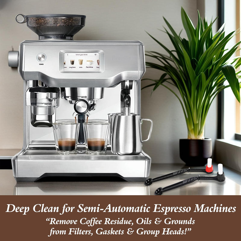 Espresso Coffee Machine Cleaning Brush 2 Pieces Coffee Brush Espresso Cleaning Brush with Spoon Head for Coffee Grinder and Espresso Cleaning Black 2 Pack 51/54/58mm