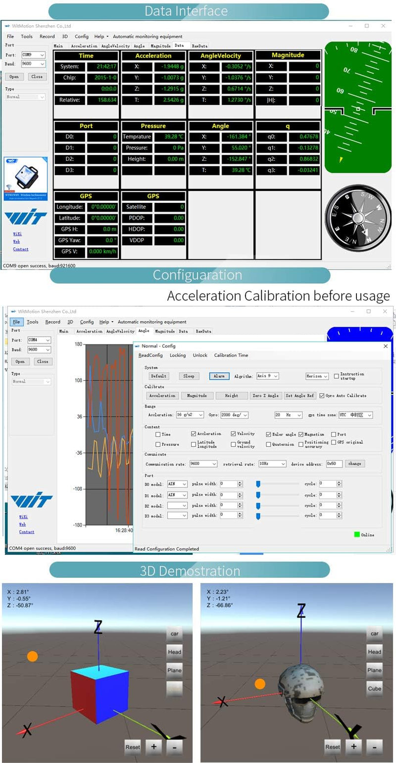 【SINDT-232 Digital Accelerometer】High-Stability 200Hz MPU6050 3-Axis Acceleration+Gyro+Quaternion+2-Axis Angle(XY 0.05° Accuracy) with Kalman Filter, IP67 Waterproof Tilt Sensor for PLC/Raspberry Pi