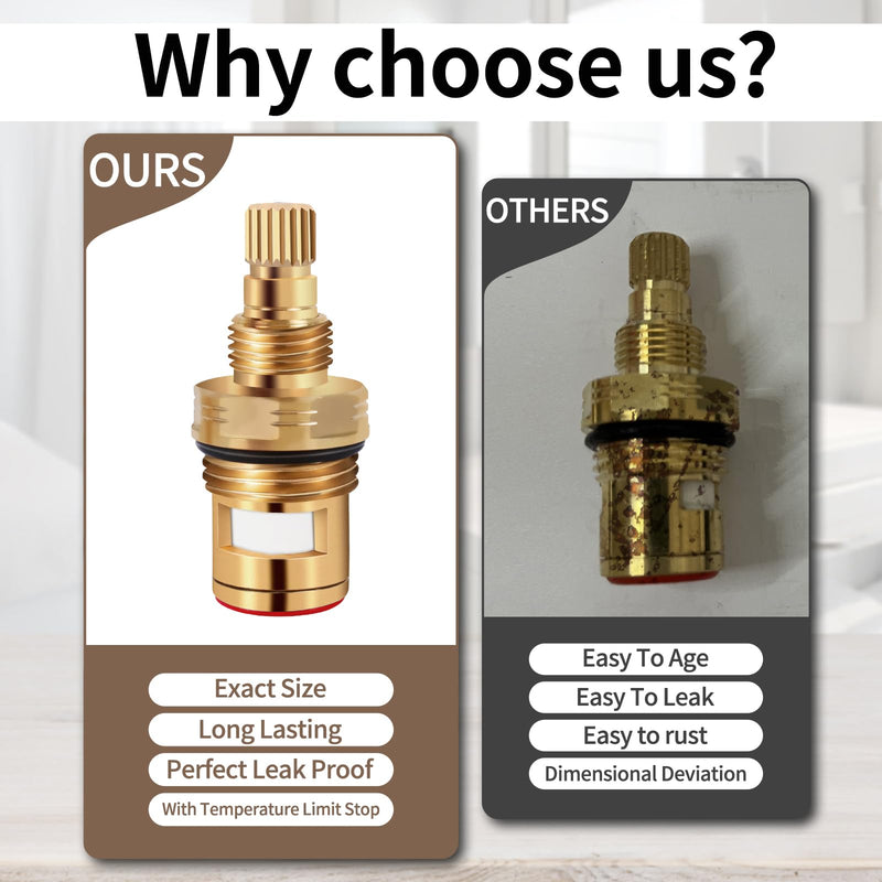 Brass KSRPL3200CC Cold and Brass KSRPL3200HC Hot Faucet Cartridge. This set includes ceramic cartridges in 2-1/8" length, designed for cold and hot water applications