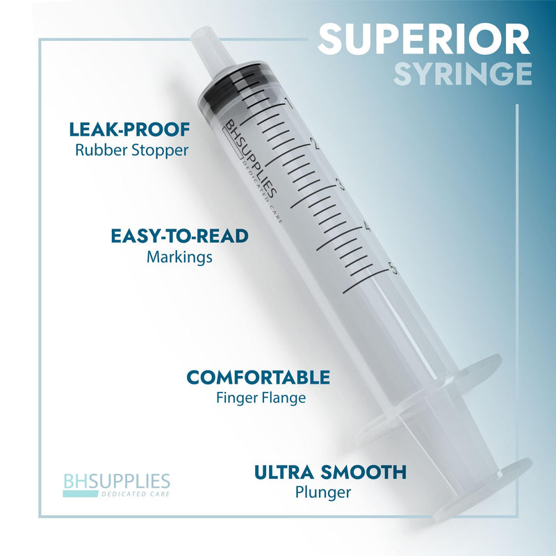 BH Supplies 5ml Oral Syringe (No Needle) - Sterile, Individually Wrapped - 100 Syringe 5 mL - Luer Slip 100.0