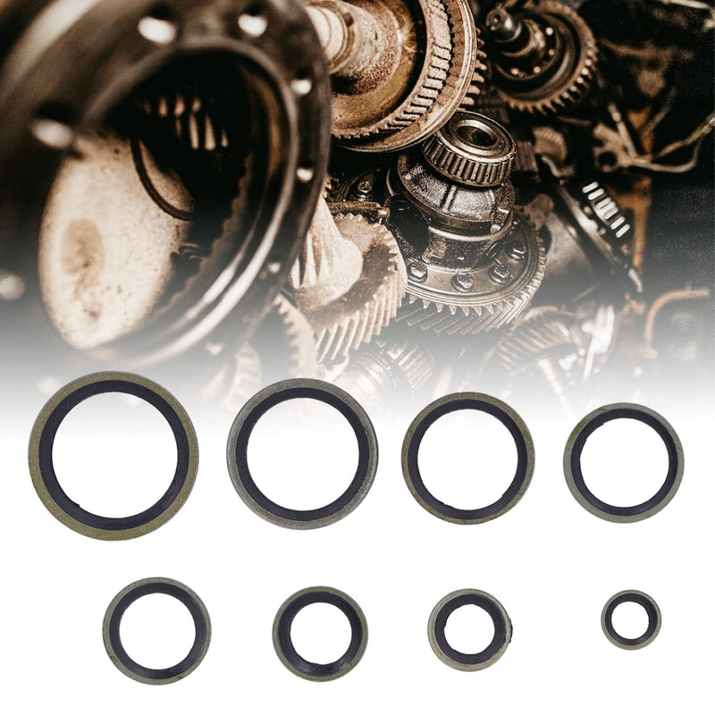 Bonded Seal Washer, Crush Washer for Crush Washer Oil Drain Plug, 110 PCS Oil Plug Gasket, NBR Metric Metal Automotive Sealing Washers Assortment Kit of Crush Washer Assortment M6-M20