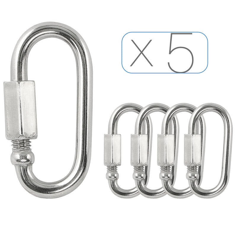 5pcs M3.5 Quick Link Chain, 1/8 Inch Stainless Steel Quick Links, D Shape Locking Quick Connector - 170lb Capacity