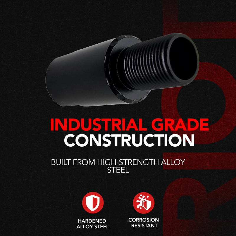 Steel Threaded Spacer Adapter, 1/2x28 Male to Female, 1.25 Inch Length, Black Oxide Finish, Precision Machined Steel Construction for Secure Fit and Proper Alignment