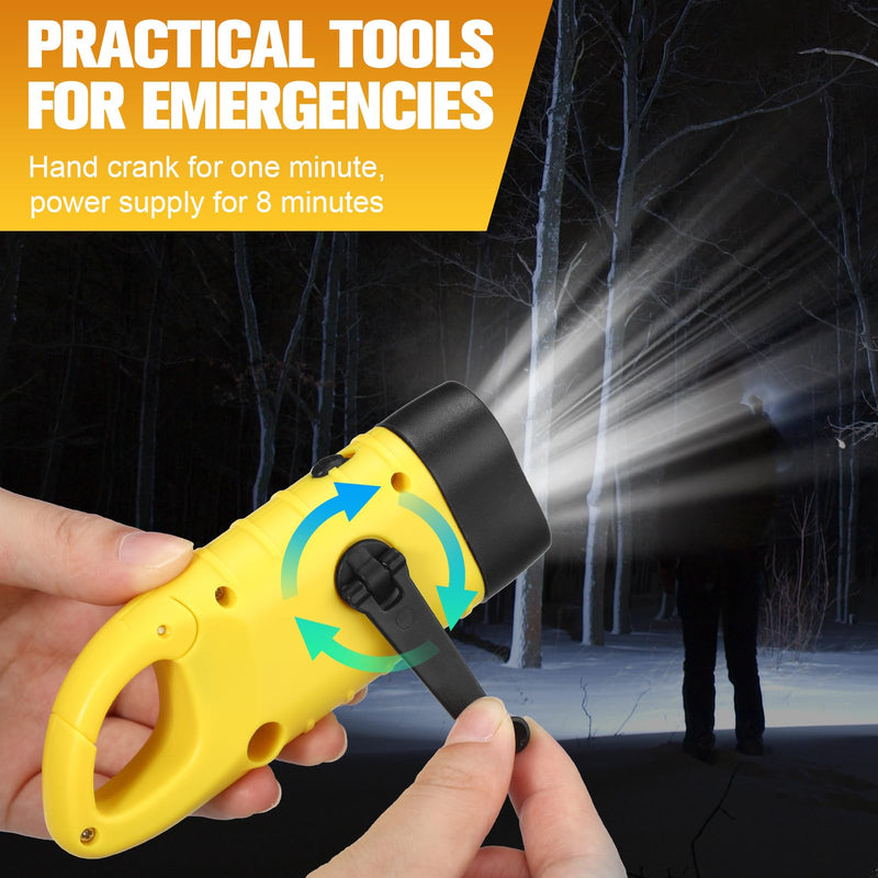 Mudder 6 Pcs Hand Crank Solar Powered Flashlights Emergency Rechargeable LED Handheld Flashlights for Survival Gear Outdoor Sports Camping Hiking Backpack Safety(Green,Yellow) Green,Yellow