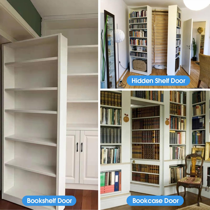 Pivot Hinge, Heavy Duty Pivot Door Hardware for Hidden Door Bookcase Hidden Door Hinge for Wood Secret Door 180 Degree Rotation Stainless Steel Invisible Pivot Hinge System - L Shape