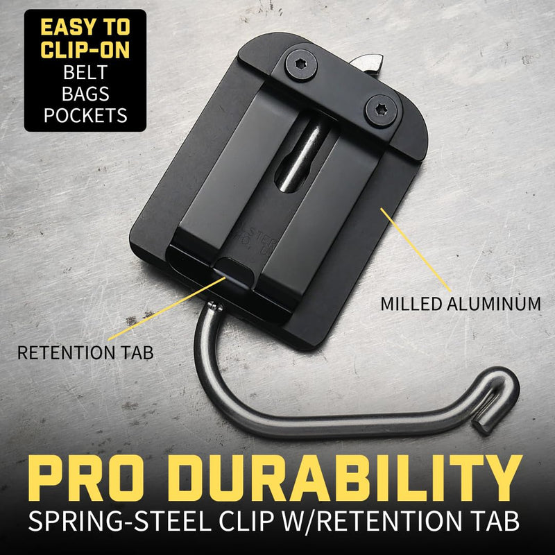 Holstery HookMaster | Tool Belt Utility Hook Holster - Heavy-Duty Steel Swivel Hook Holder - All Metal