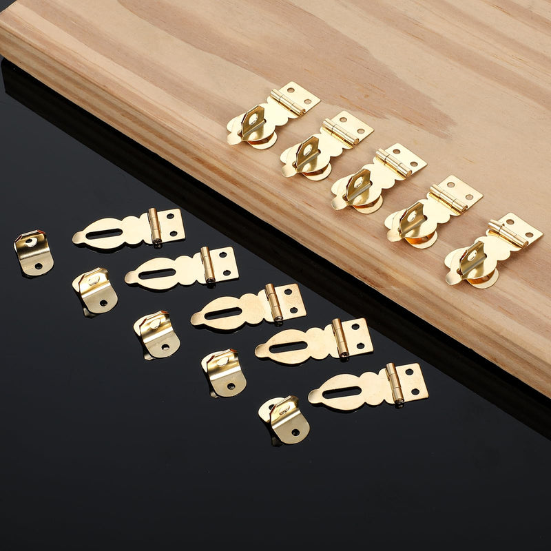 10 Pcs Mini Padlock Hasp Decorative Hasps Gold Metal Latch with Screws for Wooden Box Jewelry Box Suitcase Furniture Buckle Lock