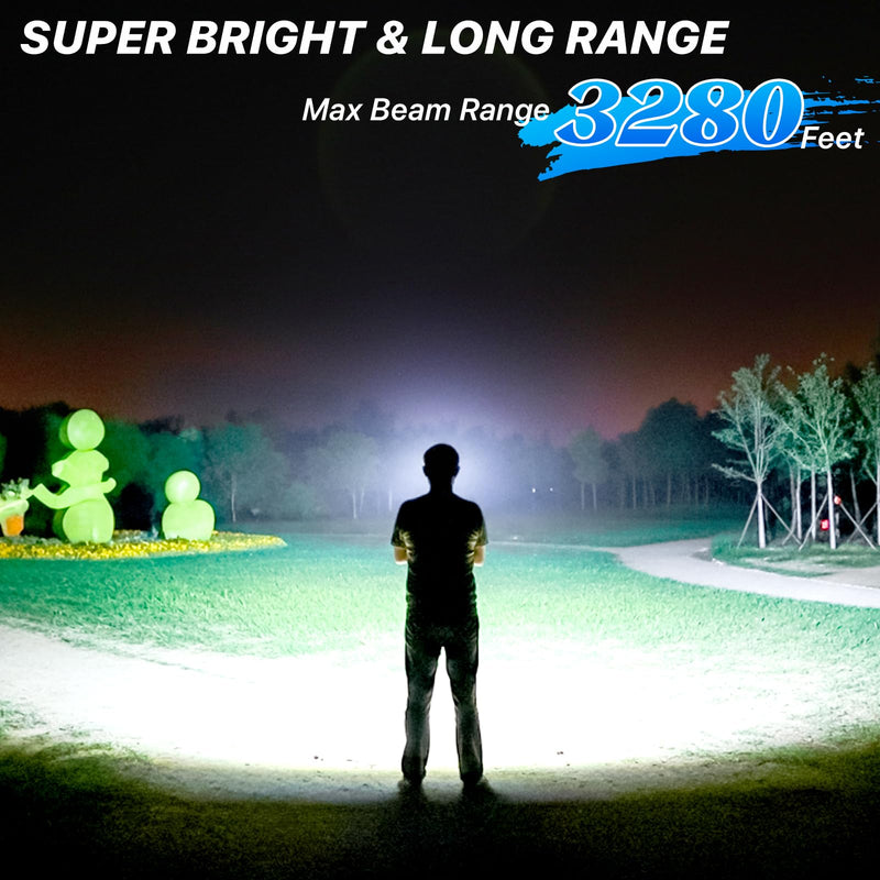 THY TRY Rechargeable Flashlight 90,000 High Lumens, 2 Pack Bright Flashlights with 7 Modes, Powerful Flash Light for Home, Hiking, Camping