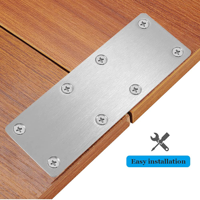 4 Pcs Flat Mending Plate Stainless Steel Flat Bracket 140mm x 50mm Metal Straight Brace Repair Joining Fixing Bracket for Wood, with Screws