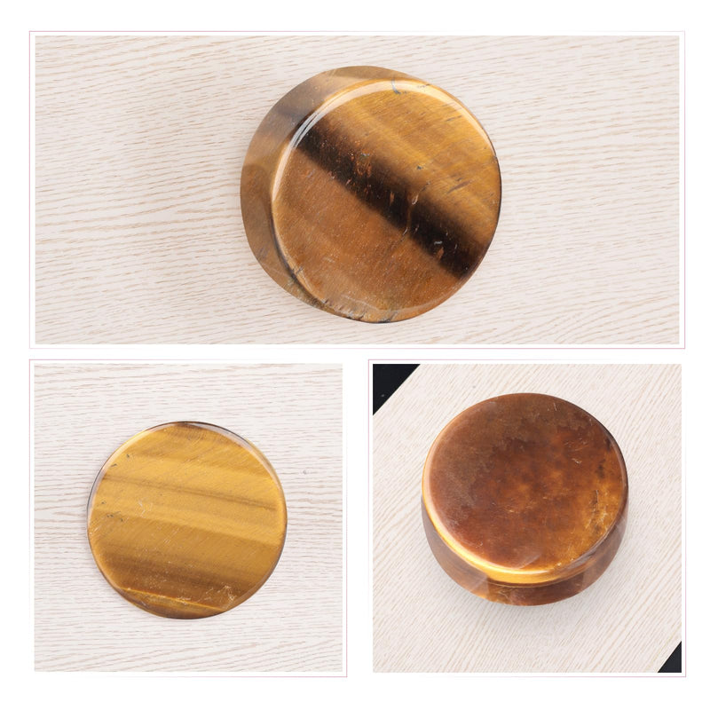 TUMBEELLUWA 4PCS Tiger's Eye Brown Crystal Knobs for Cabinets and Drawers | Smooth Surface, Solid Brass Base, 27mm & 41mm Stainless Steel Screws, Easy to Install, Boho Home Decor, Housewarming Gift