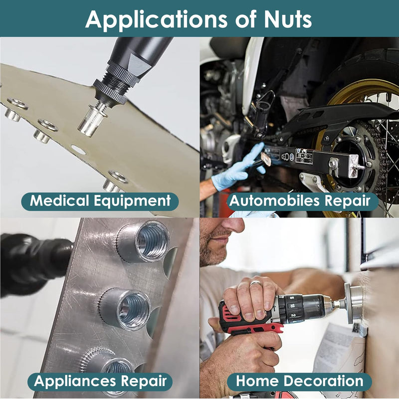 25Pcs M10 Rivet Nuts,Stainless Steel Threaded Rivet,Knurled Nutsert,Flat Head Rivnut,Insert Nut,Metric Rivet,Bright Finish, Fully Machine Thread