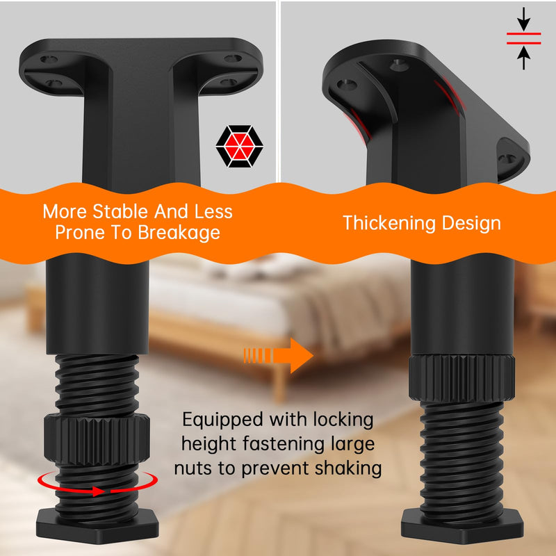 4 PCS (8.3"-14.5") Adjustable Bed Frame Support Legs, Frame Center Slats Heavy Support Leg,Durable Furniture Suport Legs for Frame/Sofa/Dresser/Table, Legs Furniture Replacement Parts 4pcs (8.3"-14.5")