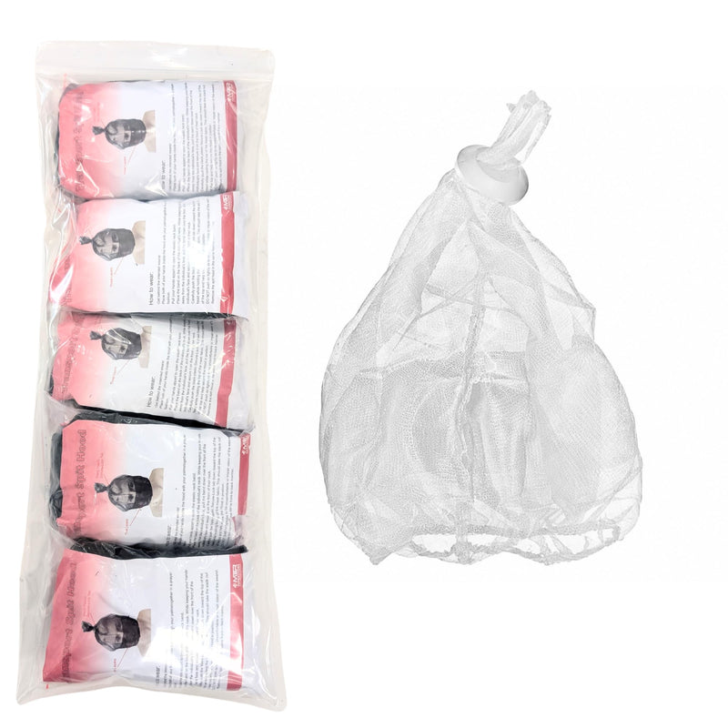 Luminary Transport Spit Hood, 5 Pack - Full Mesh Triple Layer Humane for Restraint for Police, Corrections, First Responders (White) White