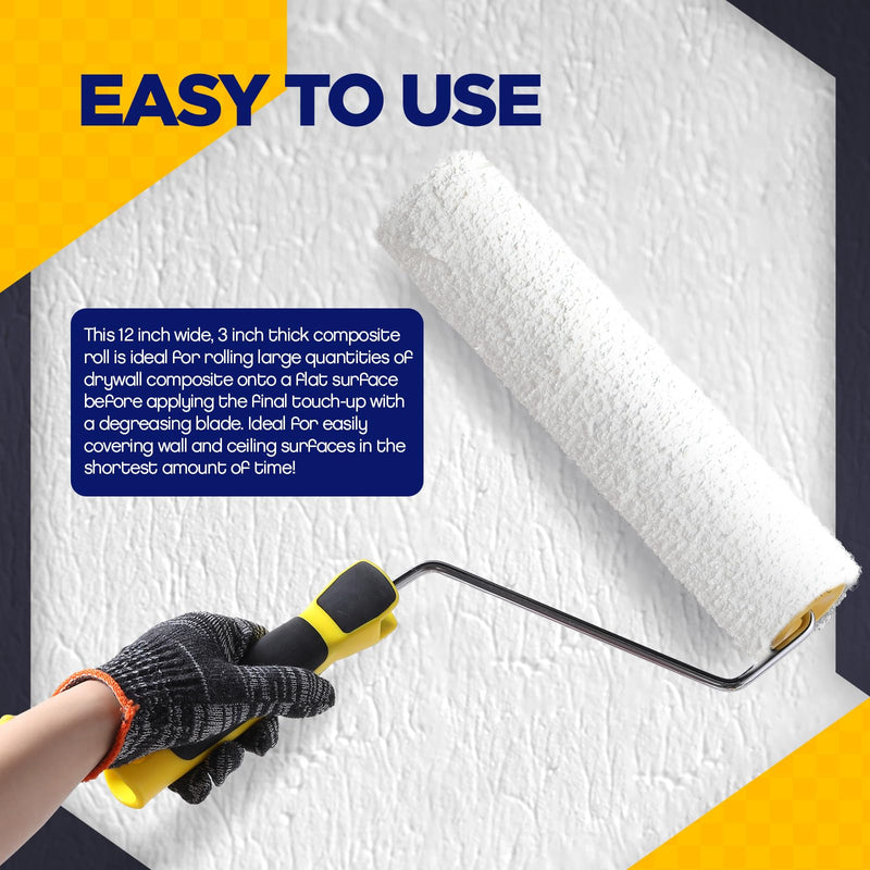 Threlaco 3 Pcs 12'' Drywall Compound Roller with Frame, Drywall Mud Roller 12 Inch