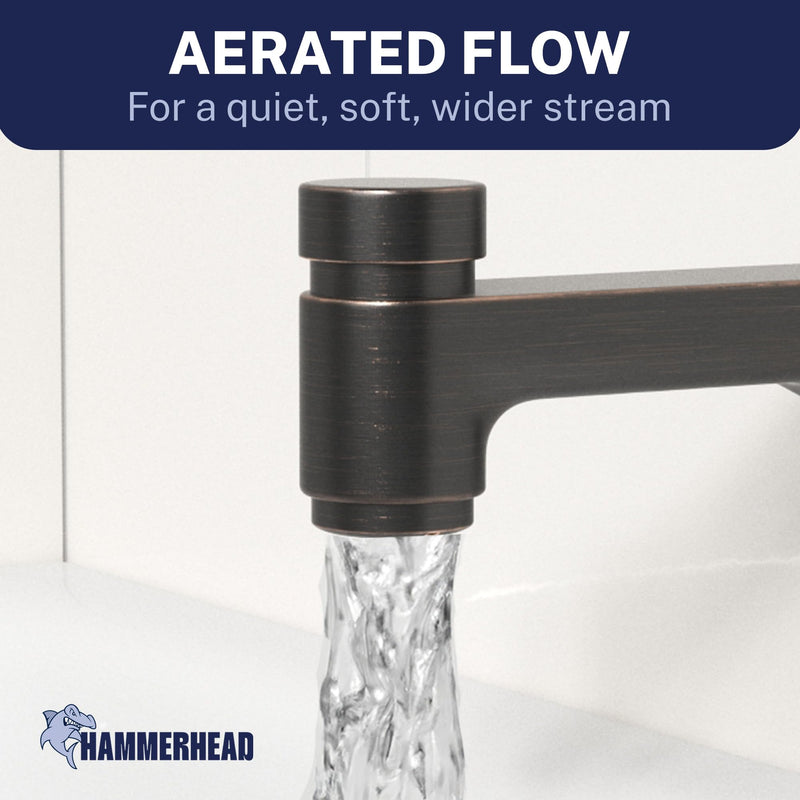 HammerHead Solid Brass Tub Spout with Spring-Loaded Diverter, 6.8" Length, 1/2" FNPT or 3/4" MNPT Thread-On Bath Tub Spout, Heavy-Duty Bathtub Faucet, Oil Rubbed Bronze