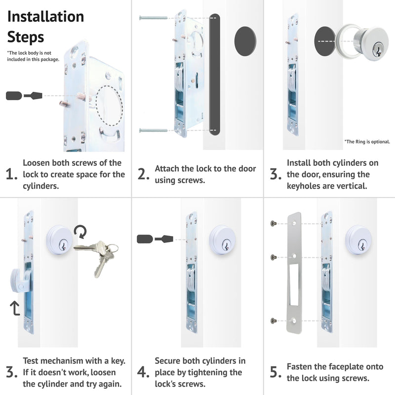 elox Storefront Zinc Mortise Cylinders for Adams Rite Commercial Storefront Door Lock a Pair Packed in Aluminum Finish