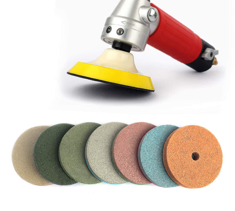4 Inch Sponge Fiber Polishing Pads with Backer Pad for Marble Granite Stone Cleaning polishing 1 Backer Pad + 7 Pcs