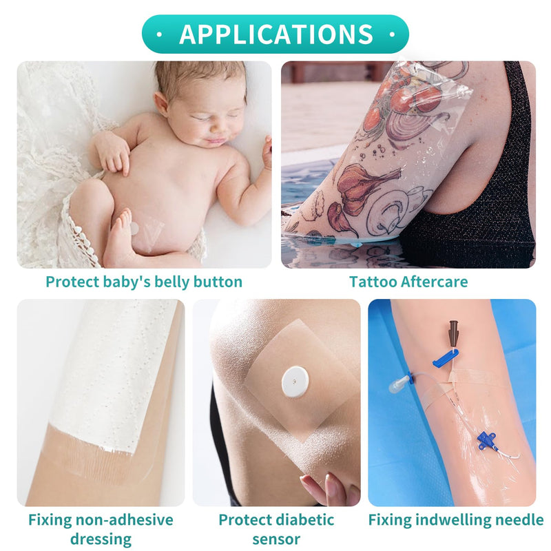 Dimora Transparent Film Dressing 50 Packs, Waterproof Adhesive Clear Bandages 4 in x 5 in, Wound Cover for IV Shield, Tattoo Aftercare Bandage(FSA/HSA Approved)) 4" x 5"