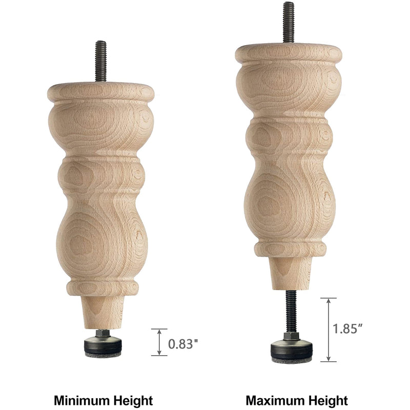 3/8" Threaded Leveling Feet Adjustable Table/Furniture Feet Levelers Screw on Heavy Duty Desk/Chair/Cabinet/Dresser/Bench Leg Leveler Screw in with Threaded Inserts(3/8-16,Large Base,Black,4 Pack) 4 Sets