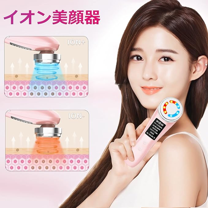 Munyday M80 Facial Beauty Device Lift-Up EMS Facial Beauty Device 8 in 1 Ultrasonic Facial Device Thermal Care LED Light EMS Ion Derivation 5 Modes 3 Levels Ultrasonic Vibration Pores V Face USB - NewNest Australia