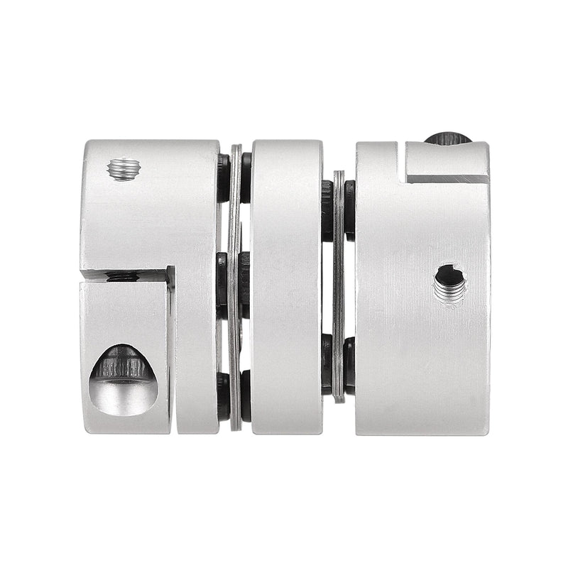 uxcell 8mm to 8mm Bore Double Diaphragm Motor Wheel Flexible Coupling Joint Aluminium Alloy and Stainless Steel Silver 1Pcs
