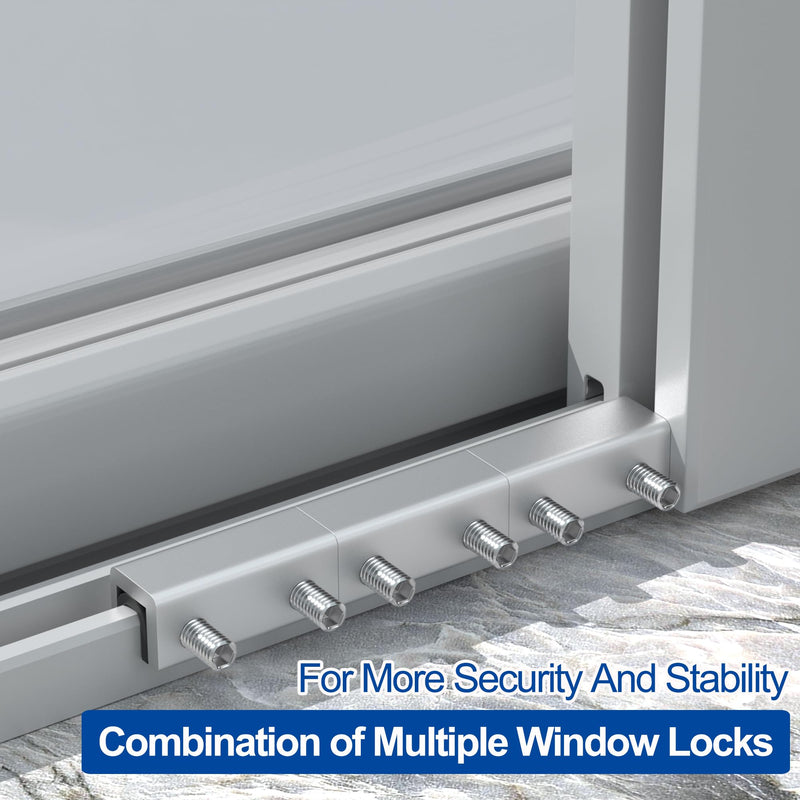 RELIANCER 8 Sets Sliding Window Locks,Aluminum Security Door Window Stoppers,Adjustable Security Window Locks for Horizontal & Vertical Windows Doors,Child Proof Slider Window Locks for Home Safety
