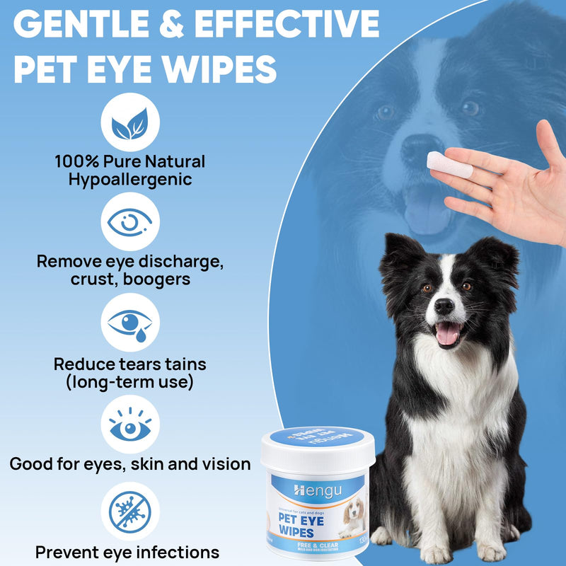 Dog Eye Wipes, 2 Pack Pet Eye Wipes for Dogs & Cats Tear Stain Remover Wipes, Hypoallergenic Soothing Cleansing Pet Wipes (130pcs x2) - PawsPlanet Australia