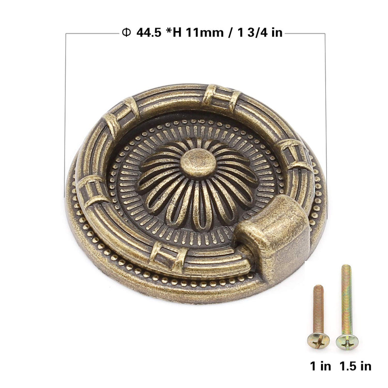 2 Inch Vintage Cup Pull Ring Drawer Pulls,Cabinet Handles for Furniture, Dresser, Cabinet Hardware (Antique Bronze, 10 Pack)