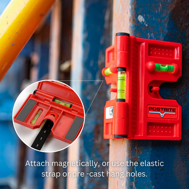Kapro - 340 Postrite Post Level - Adjustable Folding Post Level - For Use on Posts and Pipes - Includes Strap and 3 Vials - Magnetic Postrite - Magnetic