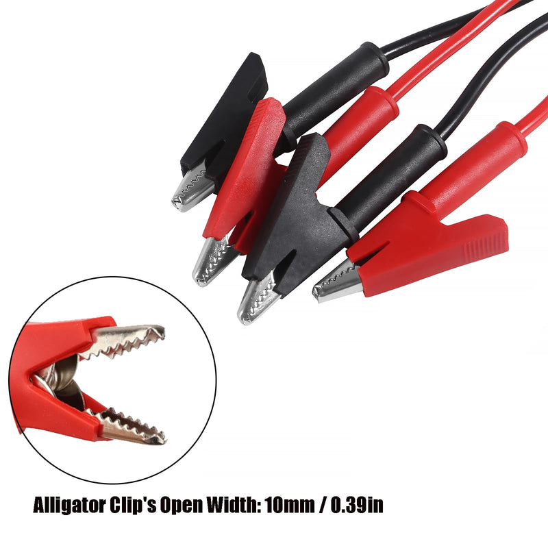 8pcs Multimeter Alligator Clips to Alligator Clips Test Lead 4mm Stackable Plug Silicone Alligator Clip Test Probe Lead Wire Cable 1M (4pcs Black and 4pcs Red) 8pcs Alligator Clips to Alligator Clips