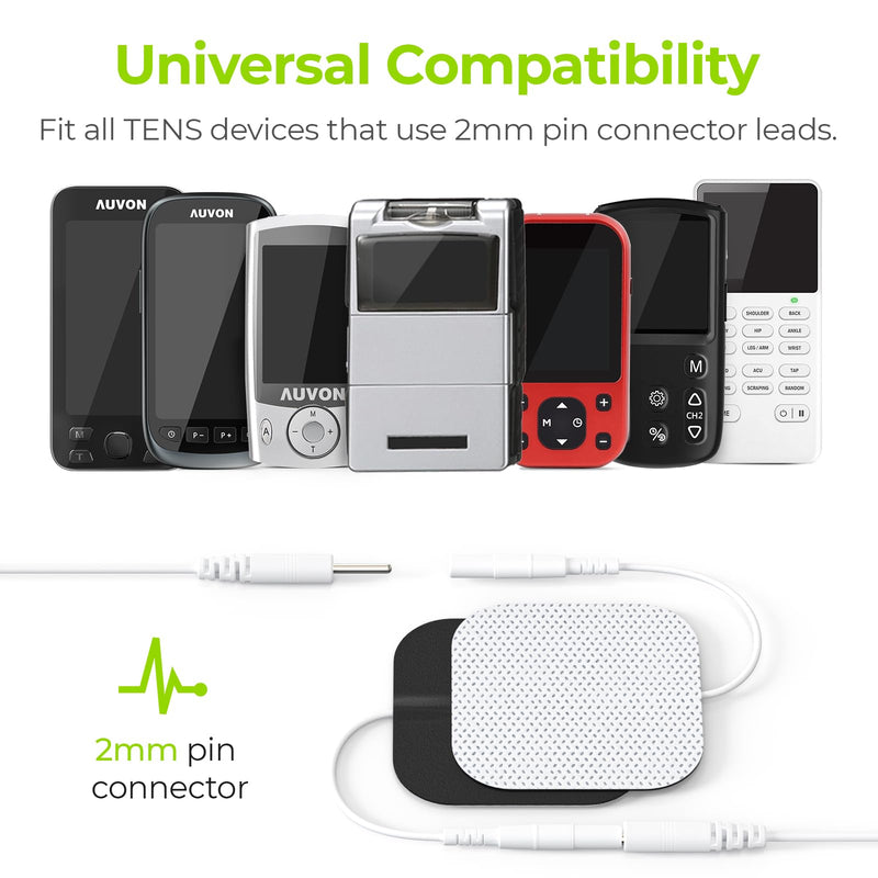 AUVON TENS Unit Pads Electrode Patches with Upgraded Self-Stick Performance and Skin-Friendly Design for Electrotherapy A White