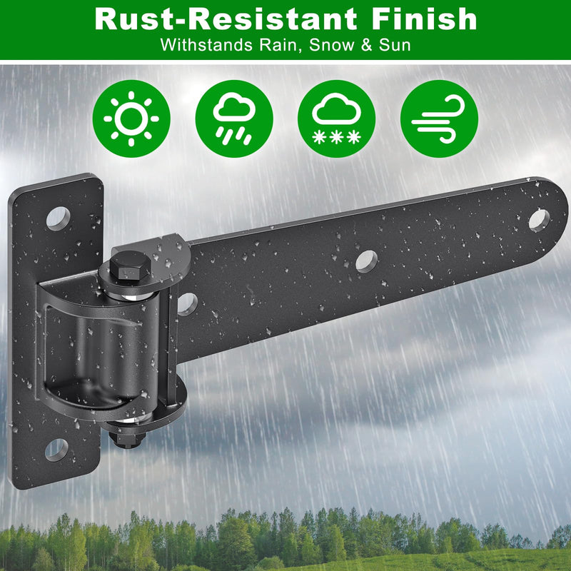 Insaga Heavy Duty Gate Hinges 1000 LBS, 13'' Strap Hinges with Ball Bearings, 6mm Thick Carbon Steel Weld-On or Bolt-On Hinges, 180° One Way Open for Barn Farm Fence Shed Garden Gates (4Pcs, Black) 180° Open-4Pack