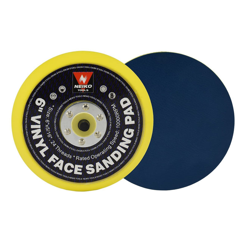NEIKO 30262A 6" Sanding Pad with Vinyl PSA Backing, 5/16” Arbor with 24 Thread Mounts, 10,000 RPM, Sanding Pads are Ideal for Orbital and Dual Action Sander Backing Pad 6"