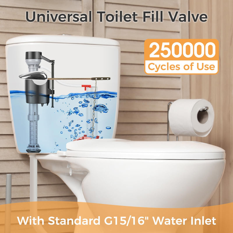 Universal Toilet Repair Kit for Inside Tank – Includes Adjustable Fill Valve & 2-Inch Flapper, Quiet & Easy Installation (Red, 1-Pack) Red