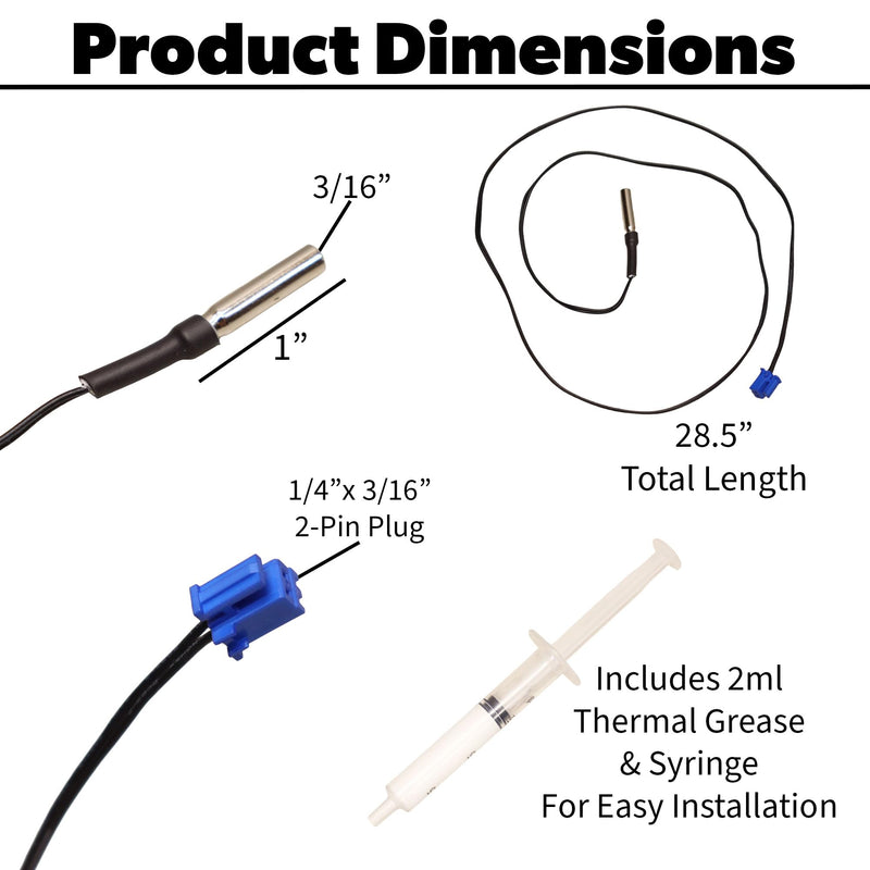 Cold Water Temperature Sensor Kit Compatible with Avalon, Brio & Primo Water Dispensers, Stainless Steel Probe, 28.5", with 2ml Thermal Grease & Syringe