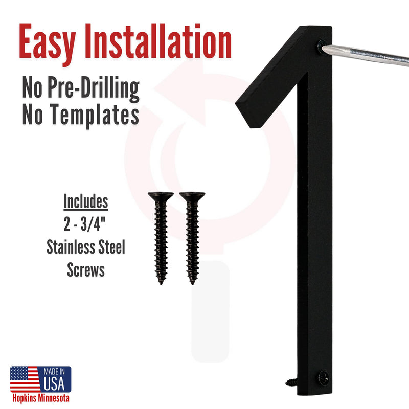 Discovered Designs 5" (1) Modern Address House Numbers for Outside - Easy to Install 3D Matte Black Weatherproof No Rust, Individual Numbers for Address on House, Made in USA, Includes 2 - 3/4" Screws, Door Mailbox Decor Home Address Number (1) 1