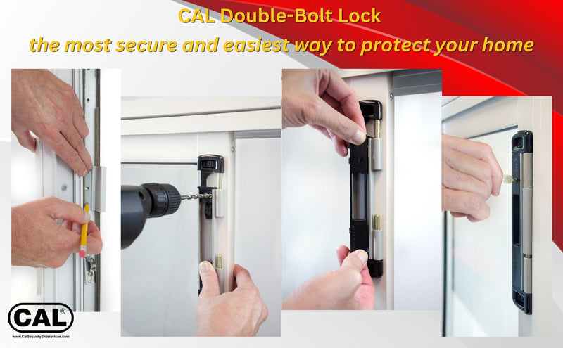 Double Bolt Lock for Sliding Glass Doors - Newly Patented - Advanced Technology to Keep Your Family Safe and Secure - High Security Lock - Virtually Burglar Proof (Black) Black Double Bolt Lock
