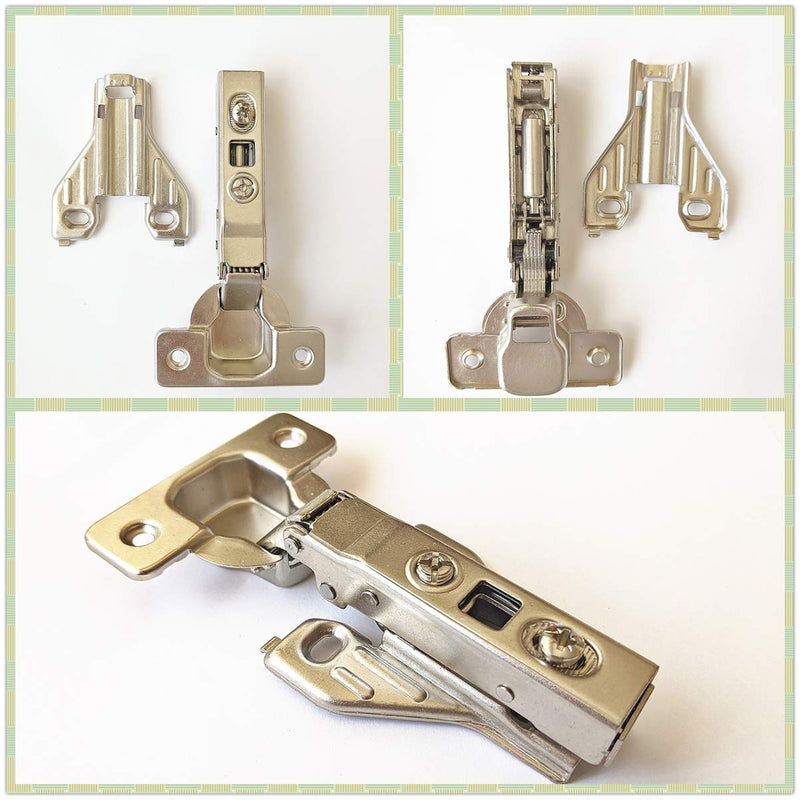 2 Piece Clip on Soft Close Hinges 105 Degree Self Close for Frameless Cabinet with Mounting Plates Full Overlay Premium Included Screws 1 Pair 00mm Kitchen Cabinet Furniture Hardware 2 Piece