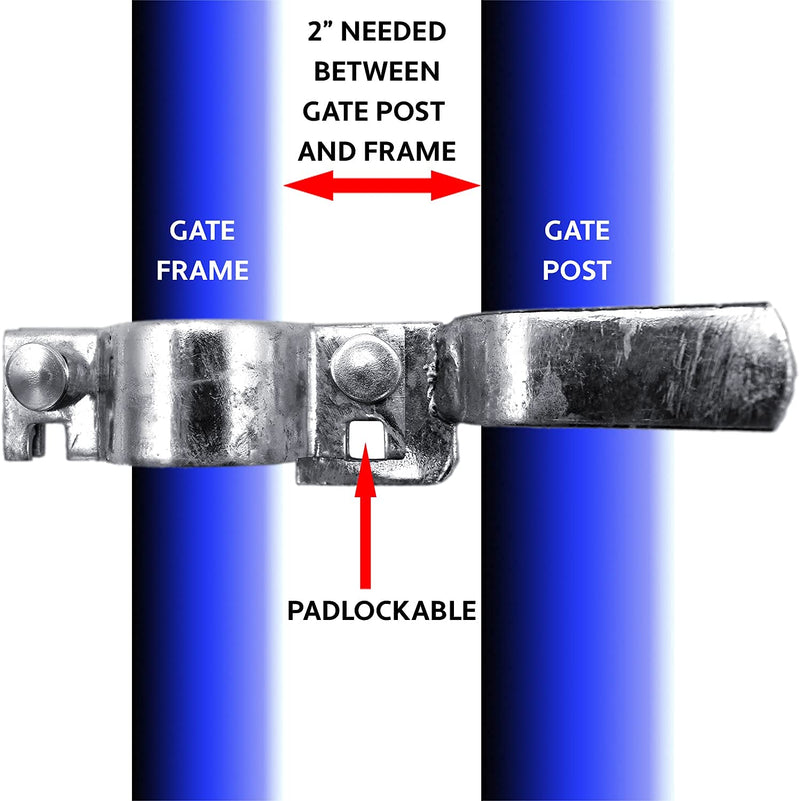 1-5/8" x 4" Chain Link Fence Gate Fork Latch - Fence Gate Latch - Galvanized Fence Gate Latch with Hole for Padlock 1-5/8" x 4"