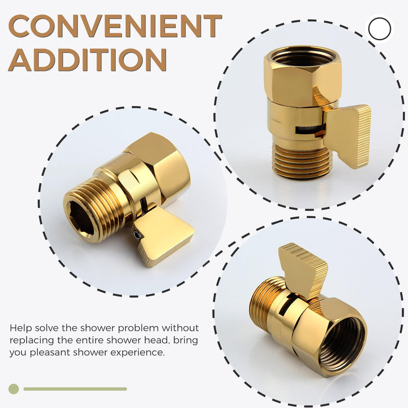 Aomasi Shower Flow Control Valve, Brass Water Restrictor for Shower Head, Titanium Gold