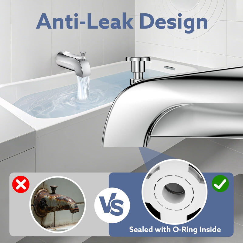 Tub Spout with Diverter – Slip-Fit Bathtub Faucet Spout Replacement, 1/2” Copper Pipe Connection, Easy to Install, Universal for Bathroom Shower (Chrome) Chrome
