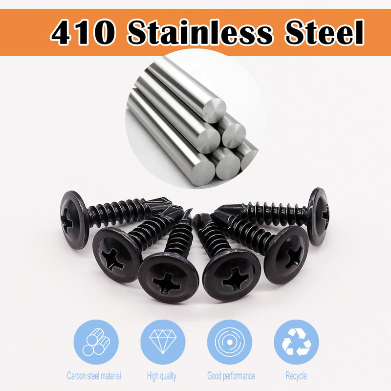 weideer 200pcs #8×3/4" Self Tapping Screws for Metal, Sheet Metal Screws, 410 Stainless Steel Black Oxide Truss Head Screws,Self Drilling Screws,Quick Tapping Screw with Screwdriver Bit #8x3/4"
