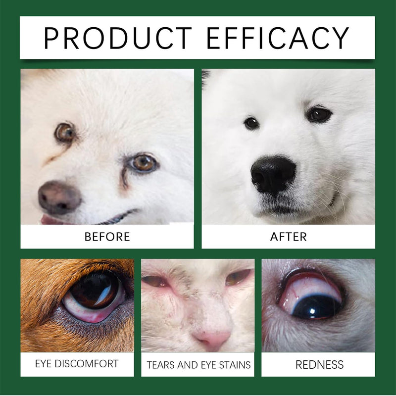 JoanofArc Pet Eye Drops for Cats & Dogs - Natural Safe Formula Soothes Itching, Dry Eyes & Tear Stains, Improves Vision Clarity, Gentle Cleaner for All Animals, 60ml