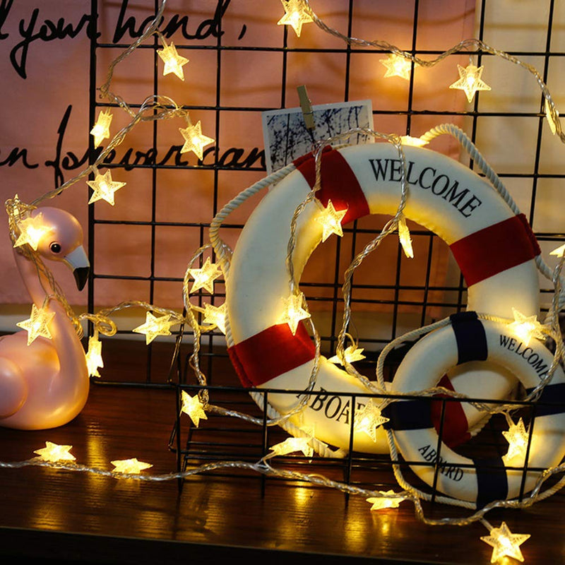 ANJAYLIA 20 LED Star String Lights 10 FT Fairy Christmas Lights Battery Operated for Indoor & Outdoor, Party, Wedding and Holiday Decorations Warm White 10 Feet