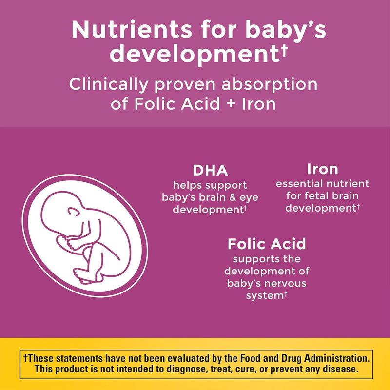 Nature Made Prenatal Multivitamin with 200 mg DHA, Multivitamin to Support Baby Development and Mom, 60 Softgels, 60 Day Supply 60 Count