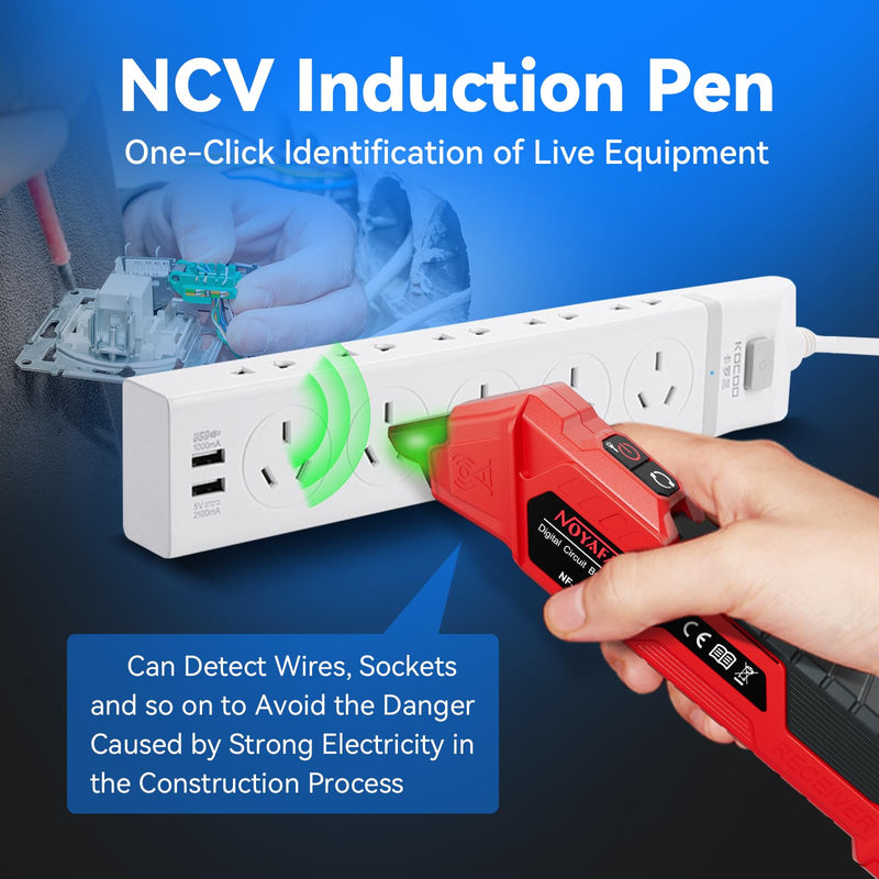 NOYAFA NF-827 Circuit Breaker Finder Tool with 3 Accessories &GFCI Outlet Tester, 90-120V AC Circuit Breaker Finder, Quickly Identify NCV Circuit Tester with Storage Case, Sensitivity Adjustment