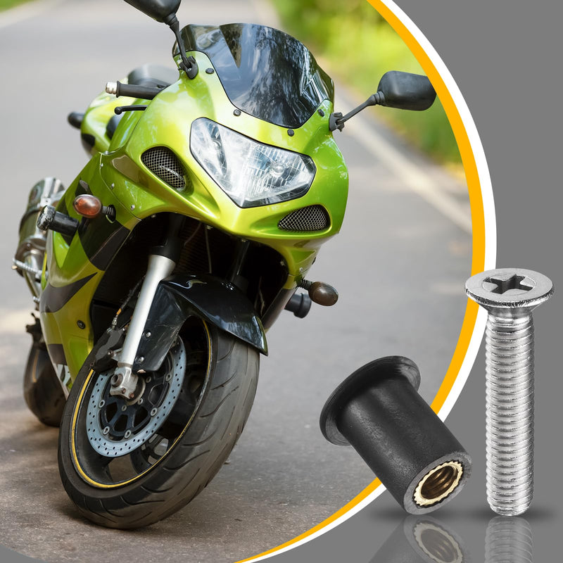uxcell 72 Pairs M4 M5 M6 Neoprene Well Nuts with Stainless Steel Screw, Rubber Well Nuts Kit Brass Copper Bolt, Universal Motorcycle Fasteners for Kayak Boat Windscreen