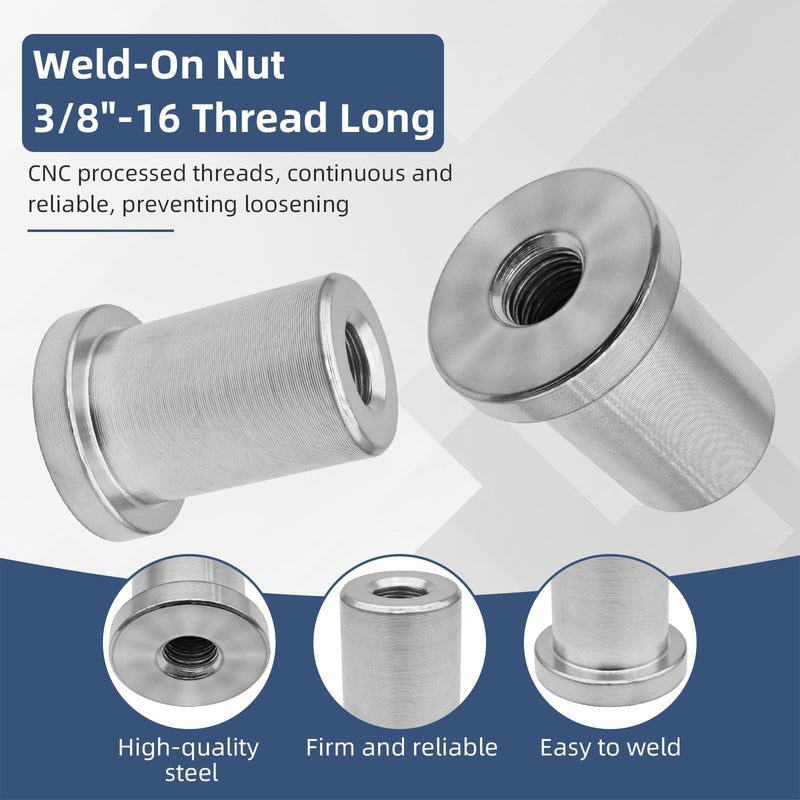 Weld On Nut,1/2"-13 Thread Long Threaded Stepped Female Weld Nut Steel Chassis Mount Tab (6pcs) 6-Pack 1/2"-13
