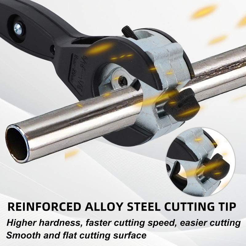 Ratchet Pipe Cutter Tool for 5/16"-1-1/8" (8-29mm) Copper Stainless Steel & PVC Pipes, Compact Adjustable Ratchet Tube Cutter with Deburring Tool & 4 Replacement Blades for Tight Spaces